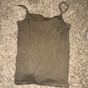 Army green tank top, cute, and a bit cropped